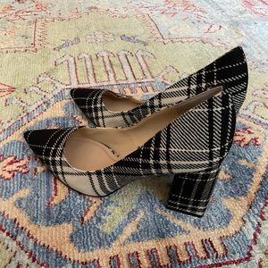 Marc Fisher Block Heel Plaid Heels